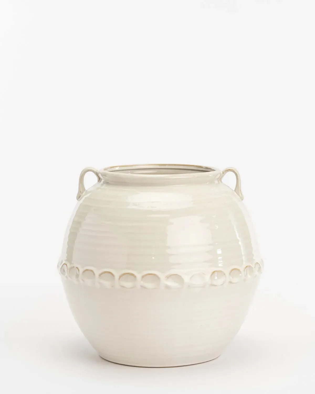 Rounded Vase with Chain Pattern - White product
