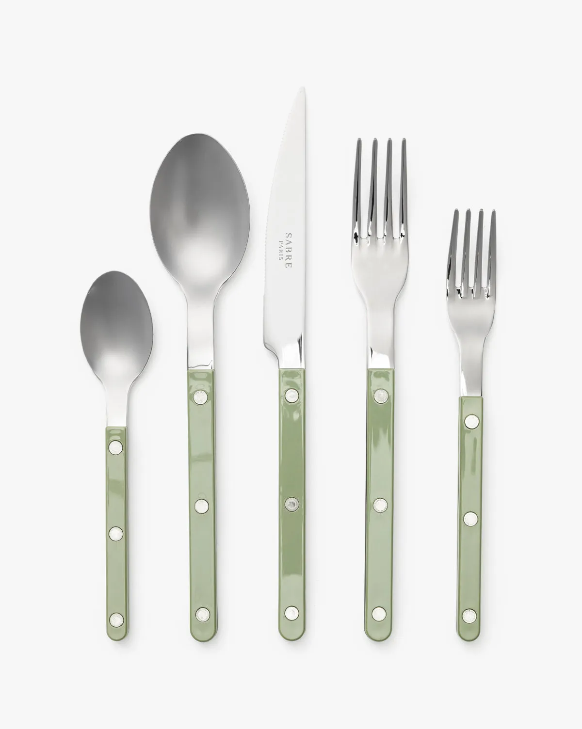 Sabre Bistrot Solid Flatware Set of 5 - Green, Stainless Steel product