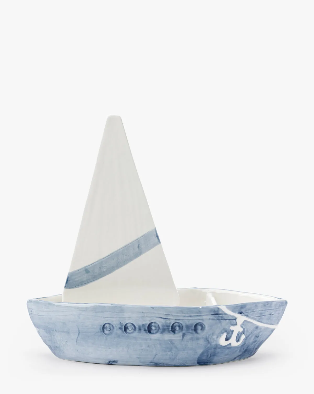 Sailboat Chip & Dip Dish - White, Blue product