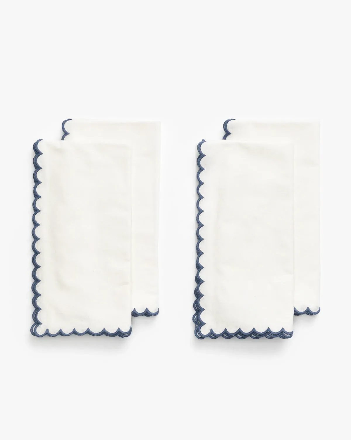 Scallop Border Napkins Set of 4 - Blue, Cotton product