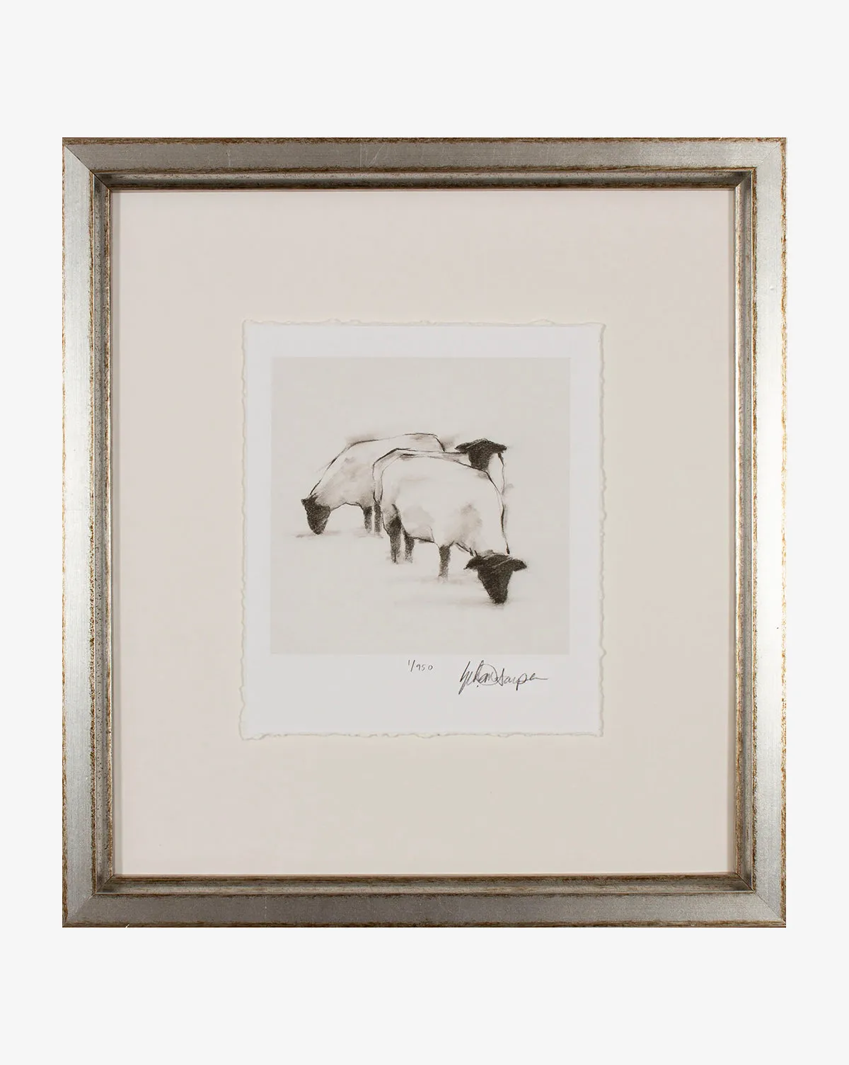 Sheep II Framed Artwork - Silver, Wood product