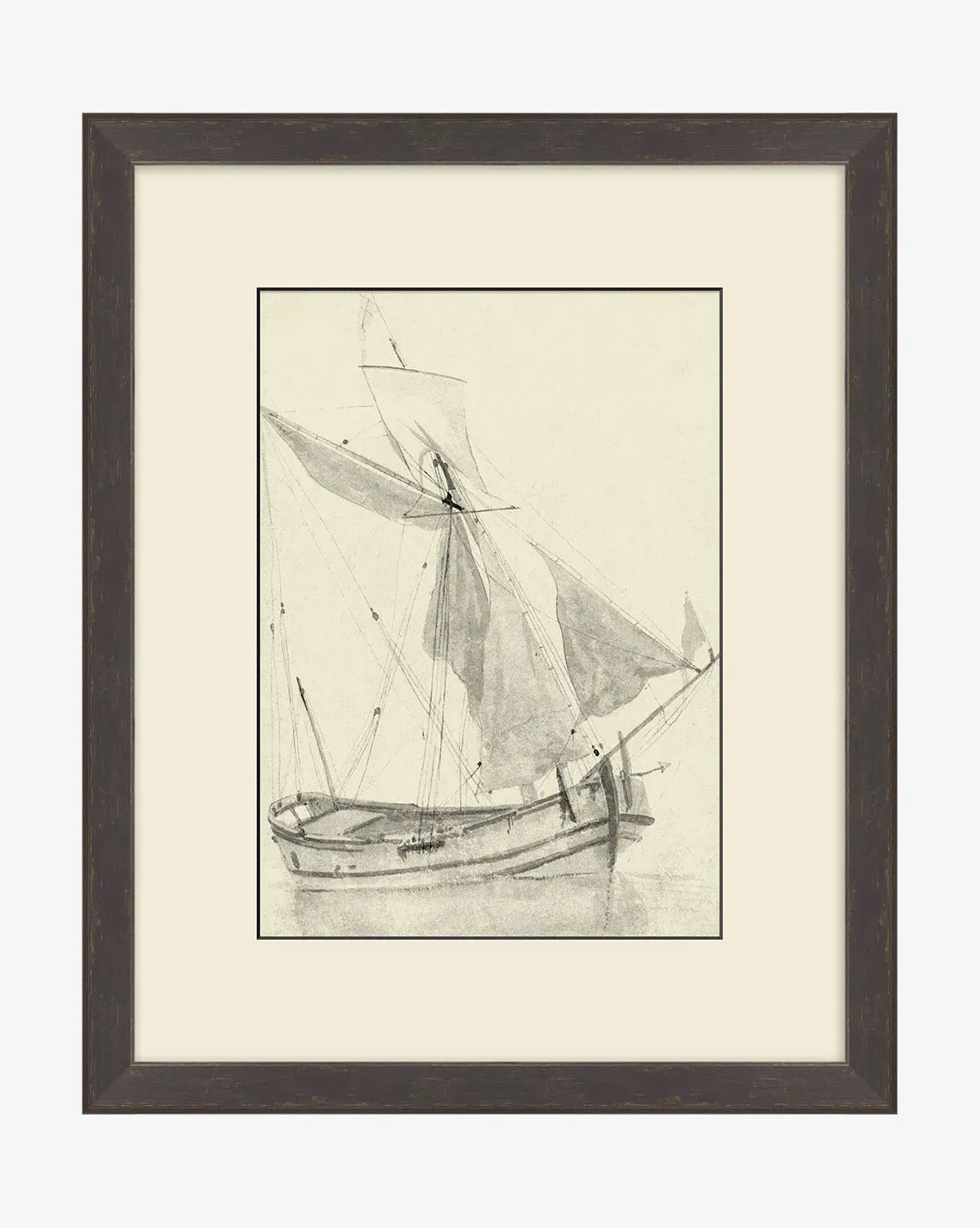 Sketched Sailboat Framed Wall Art - Distressed Chocolate Wood product