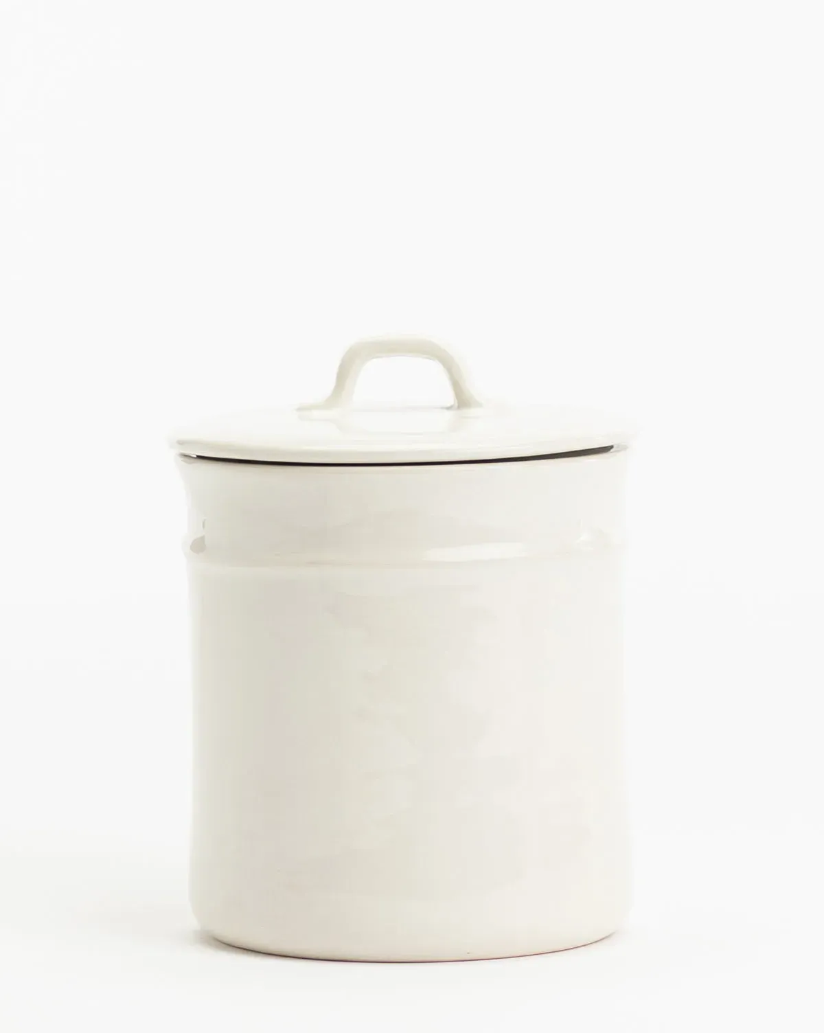 Small Handled Ceramic Canister - Cream White product