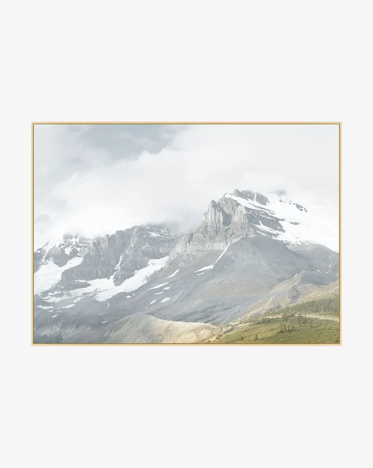 Snow Covered Peaks Canvas Giclee Print - Natural Wood Frame product