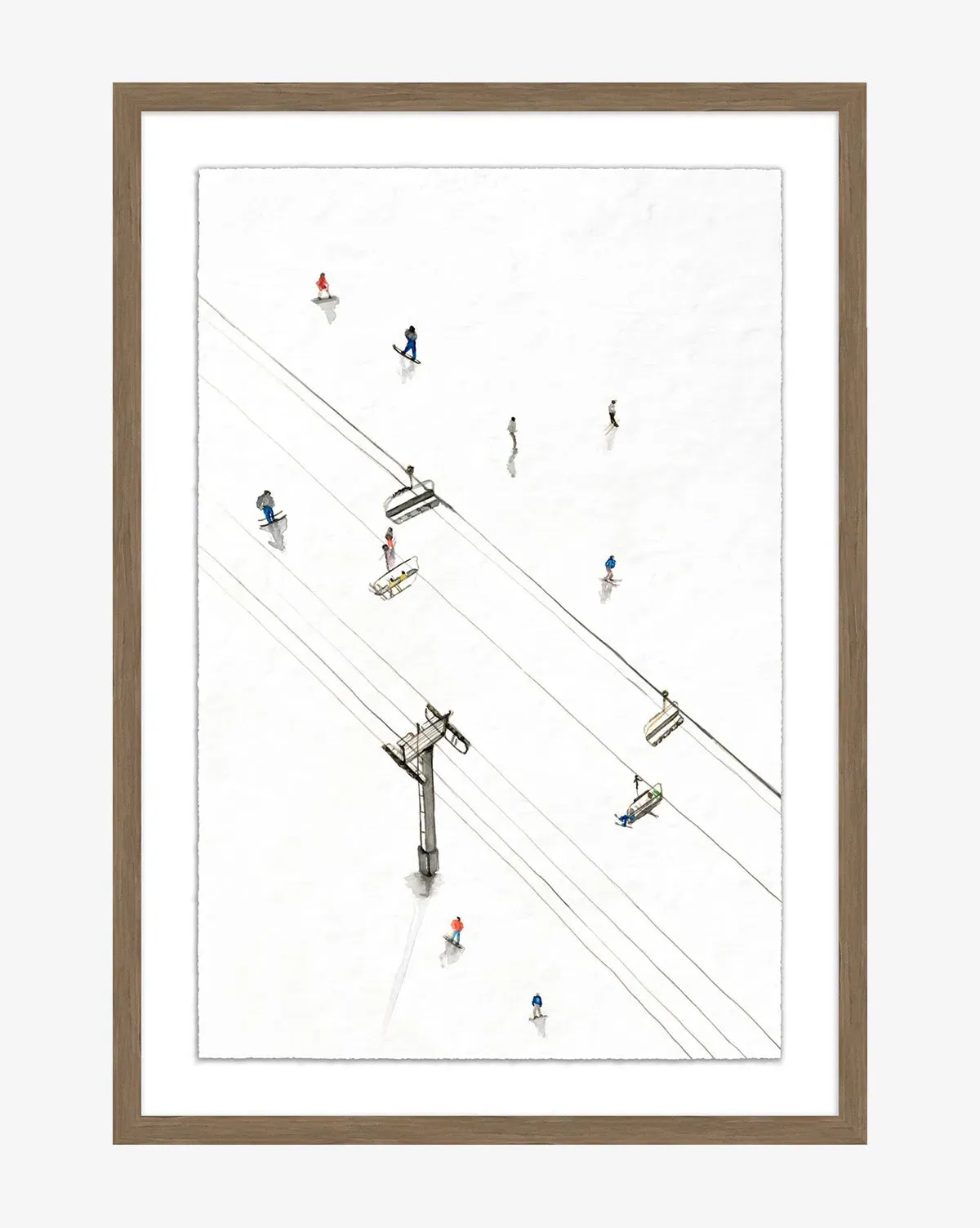 Snowy Ski Lift I Framed Wall Art - Walnut product