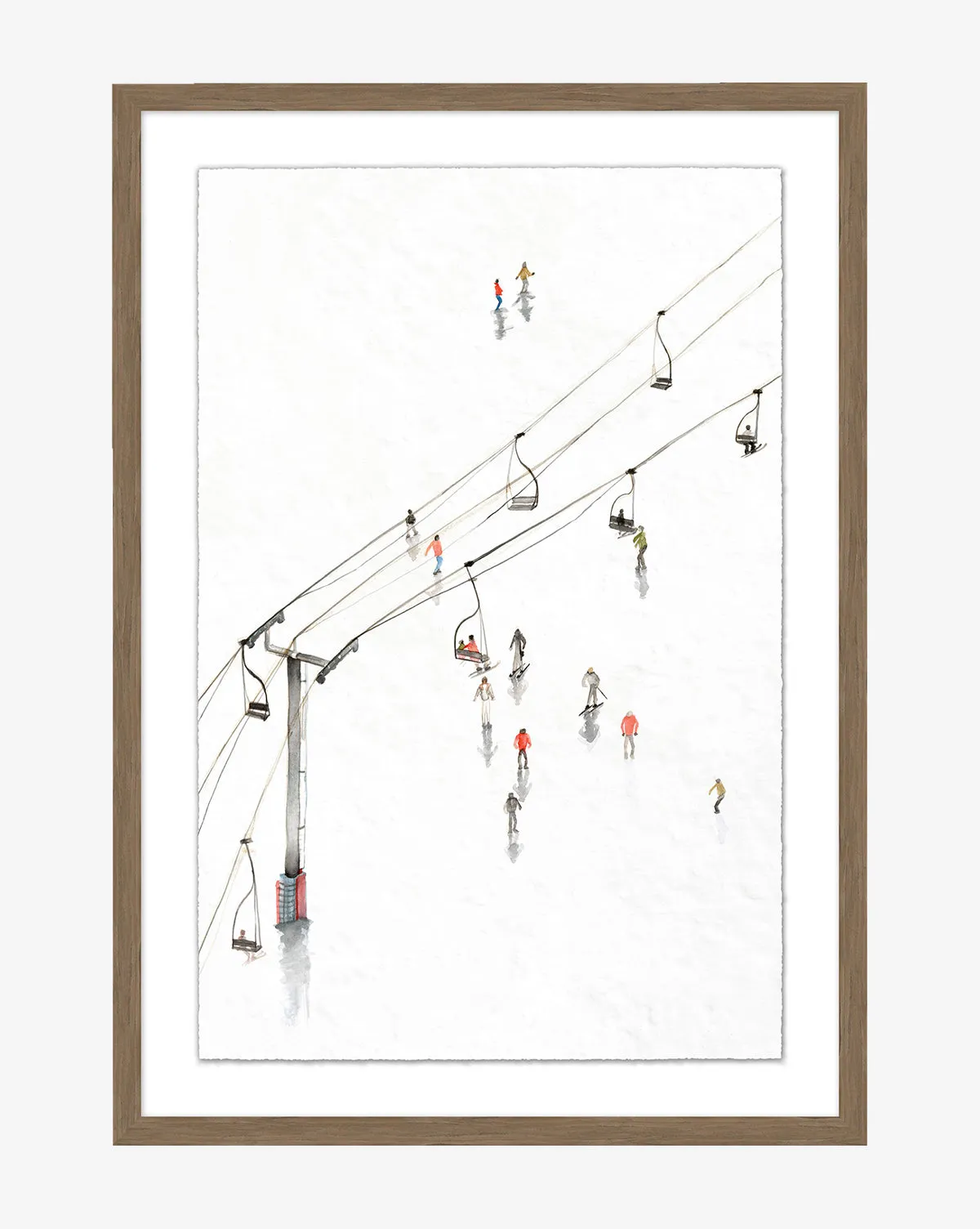 Snowy Ski Lift II Framed Wall Art - Walnut product