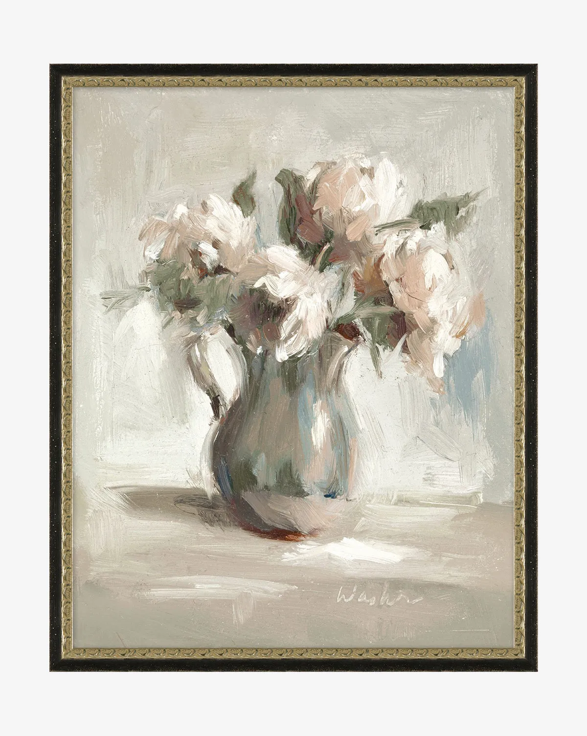 Soft Florals I Framed Canvas Print - Black, Silver product