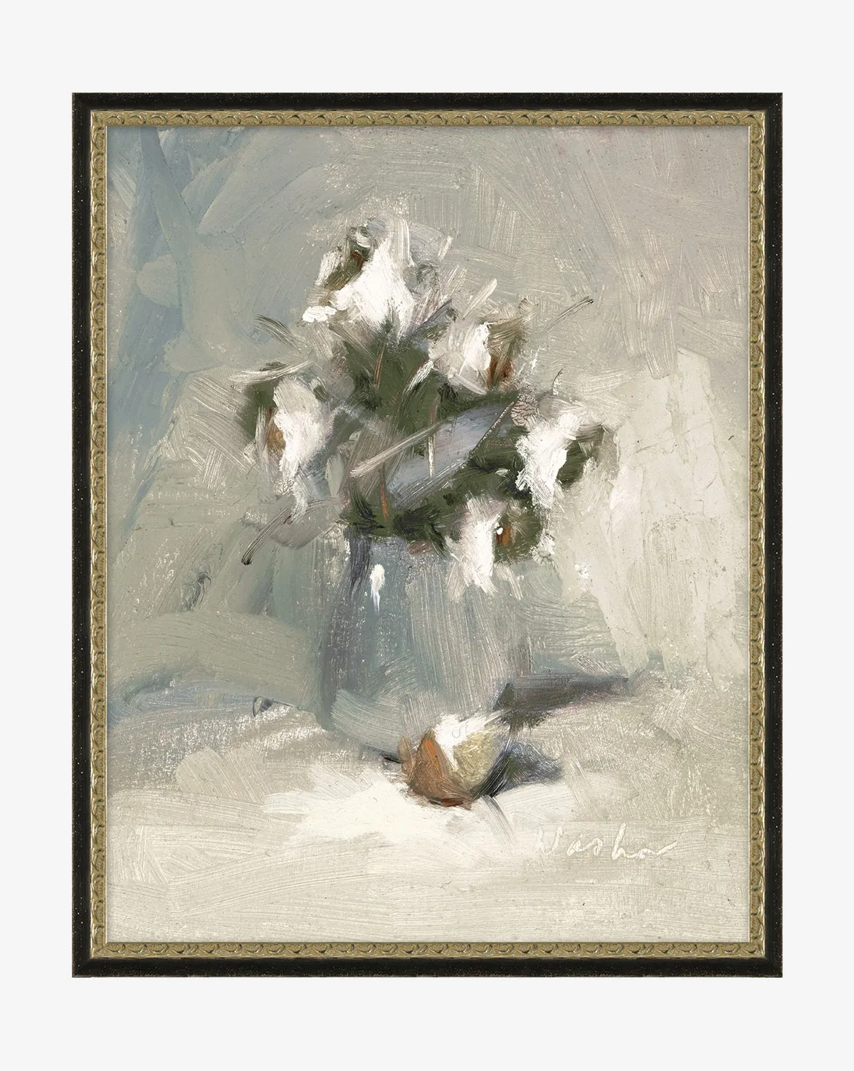 Soft Florals II Framed Canvas Print - Black, Silver product