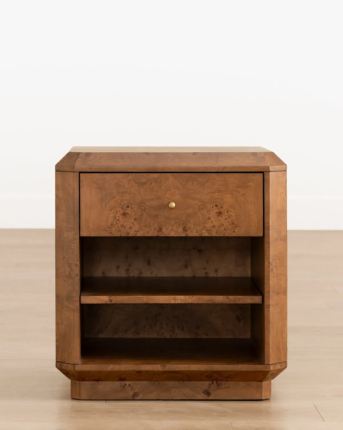 Tali Burl Wood Nightstand with Storage - Dark Burl product
