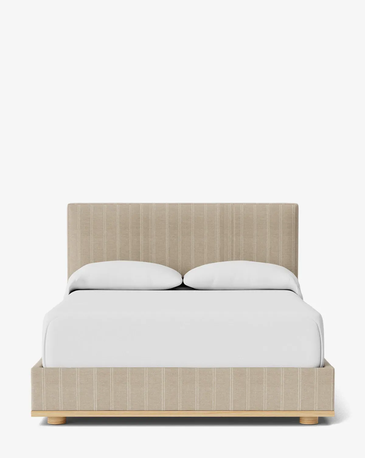 Taylor Pleated Queen Size Bed Frame - Oatmeal & Ivory Stripe, Linen product