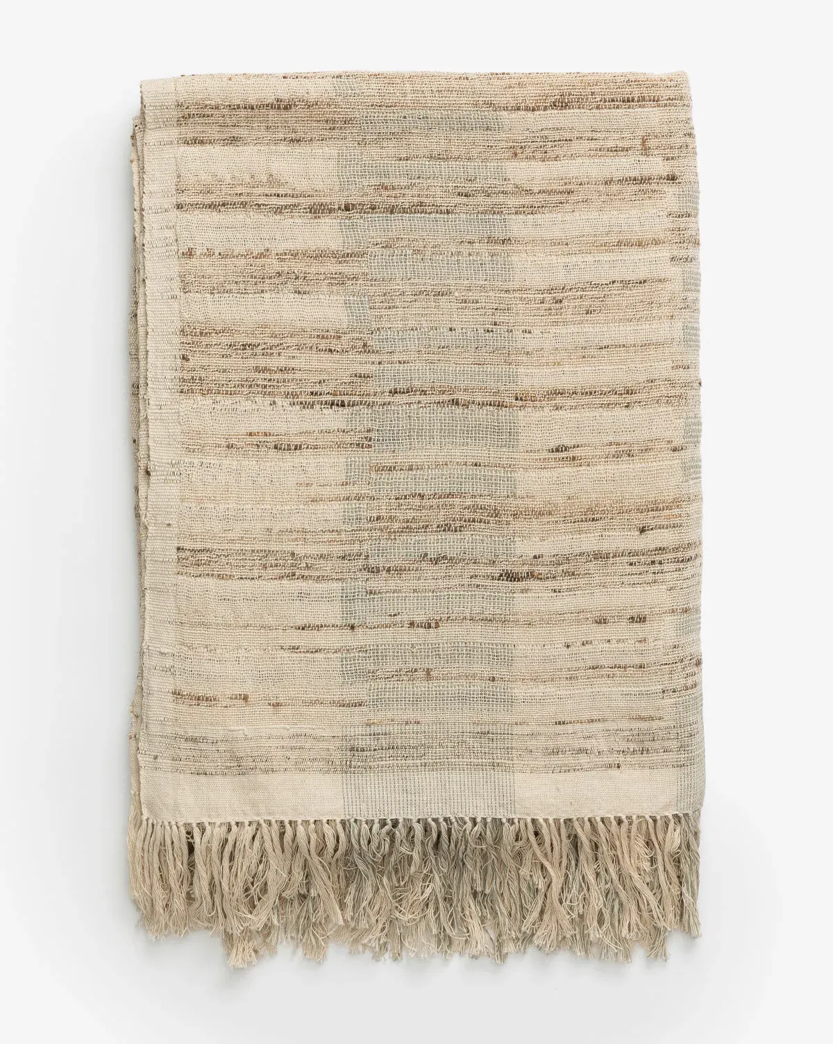 Theodora Block Stripe Throw - Tan, Cotton Silk product