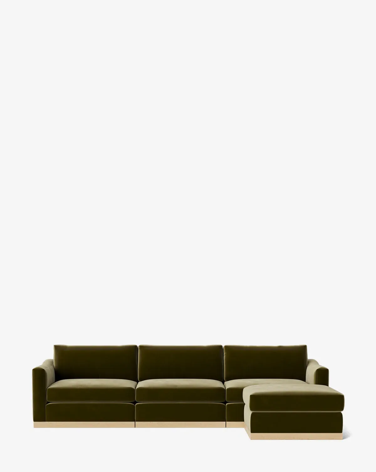Vernon Left Chaise Modular Sofa with Ottoman - Olive, Velvet product