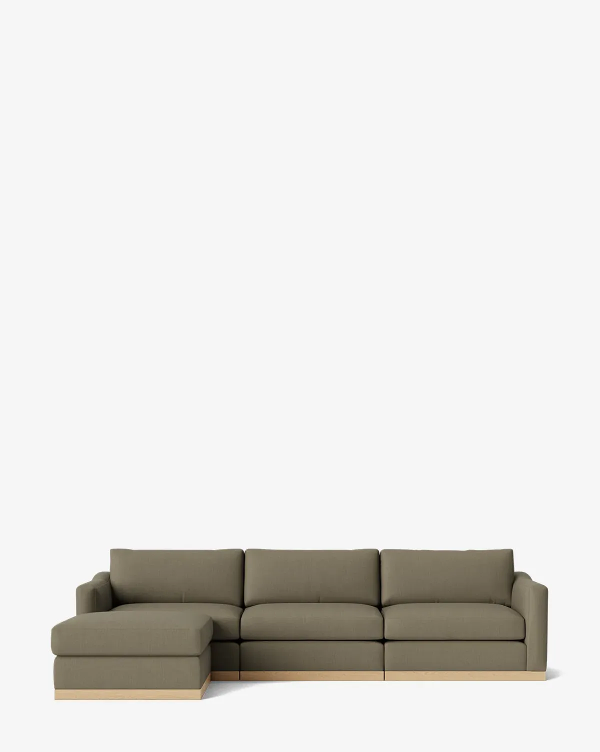Vernon Modular Sofa with Ottoman Right Chaise - Khaki, Belgian Linen product