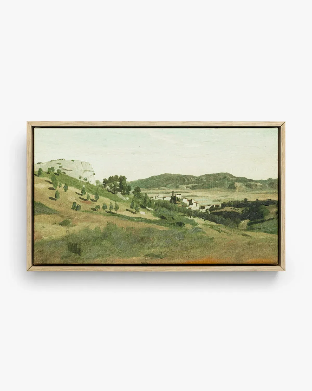 View of the Town Framed Giclee Canvas Print - Oak product