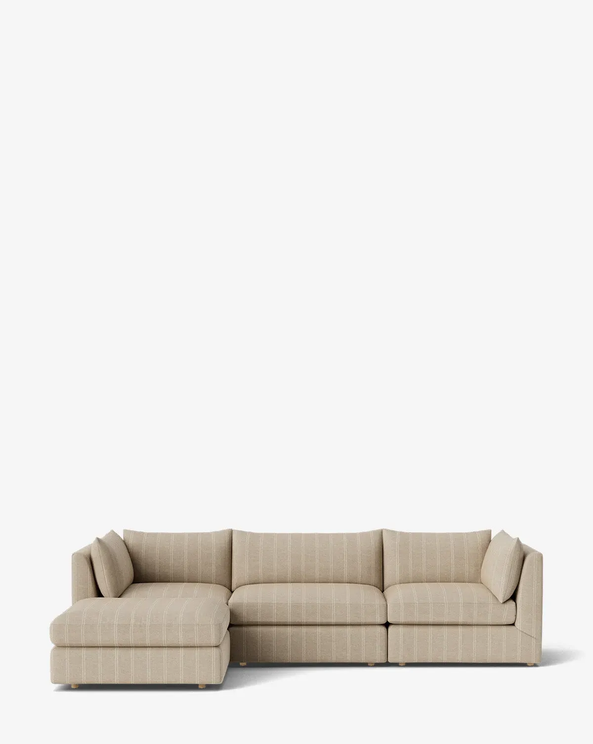 Vivienne Modular Sofa with Ottoman - Oatmeal & Ivory Stripe, Linen product