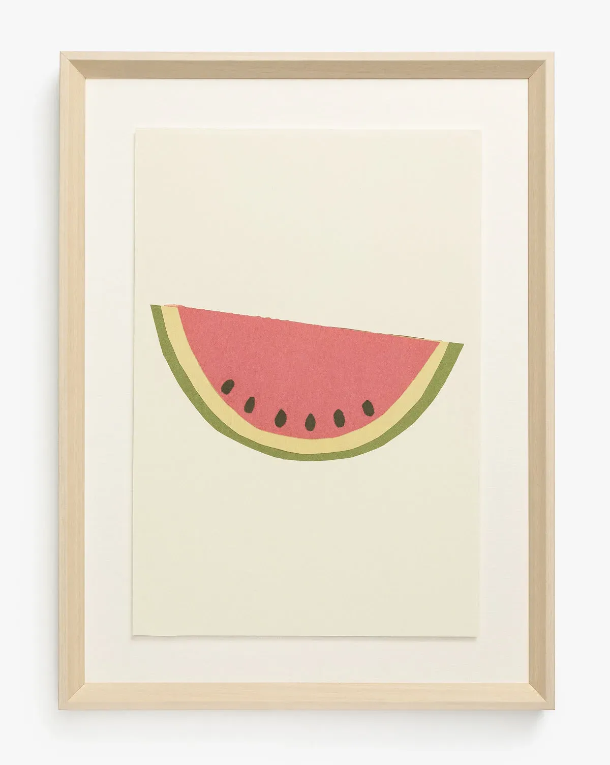 Watermelon Collage Framed Giclee Print - White, Wood product