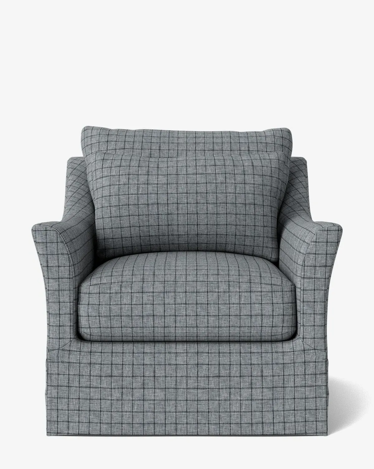 Wilhelmina Slipcover Swivel Lounge Chair - Ash Windowpane Wovens product
