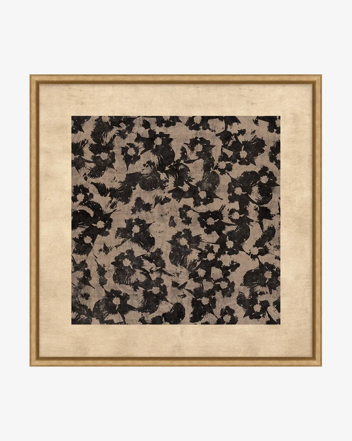 Woodblocked Botanical Wall Art - Canvas, Gold Frame product