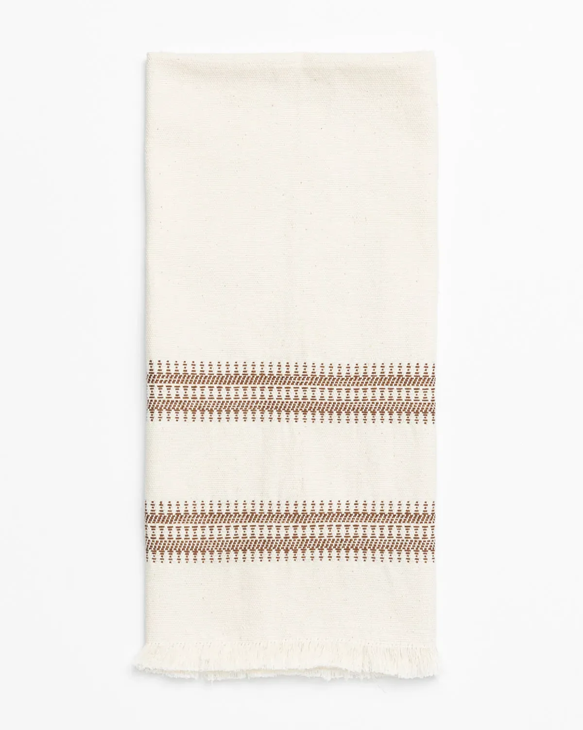 Woven Stripe Tea Towel with Fringe - Rust, Cotton product