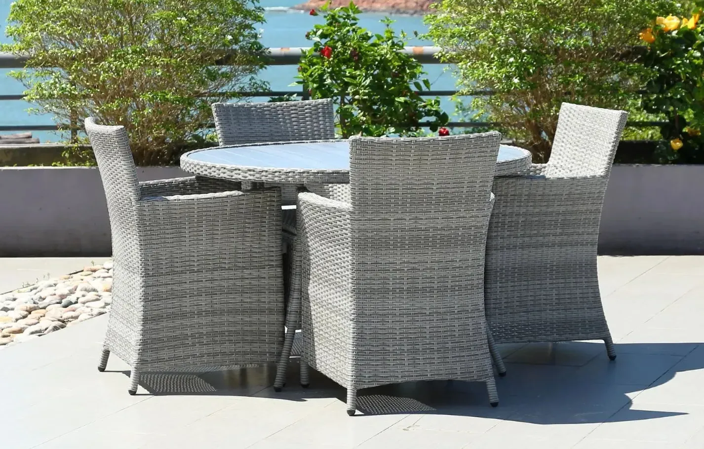Bridgetown 4-Seater Round Garden Dining Set - Grey, Rattan product