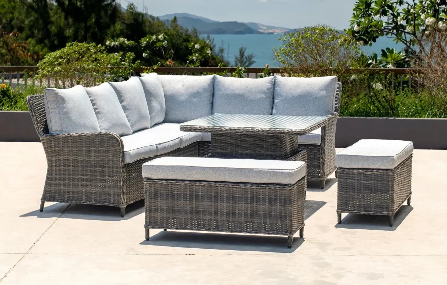 Della Porta 10-Seater Corner Garden Sofa Set - Grey product
