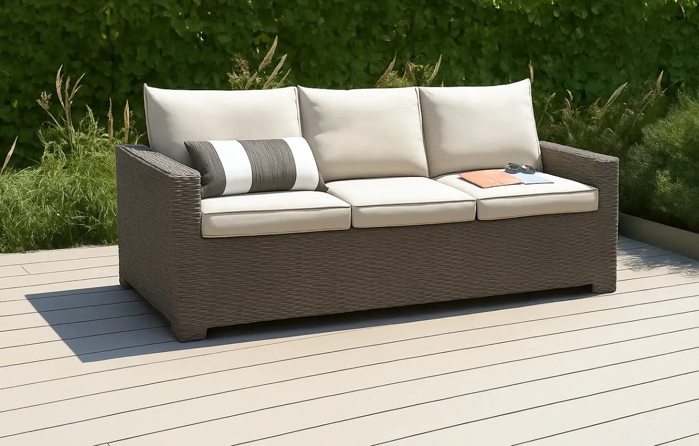 Keter California 3-Seater Garden Sofa - Taupe, Rattan product
