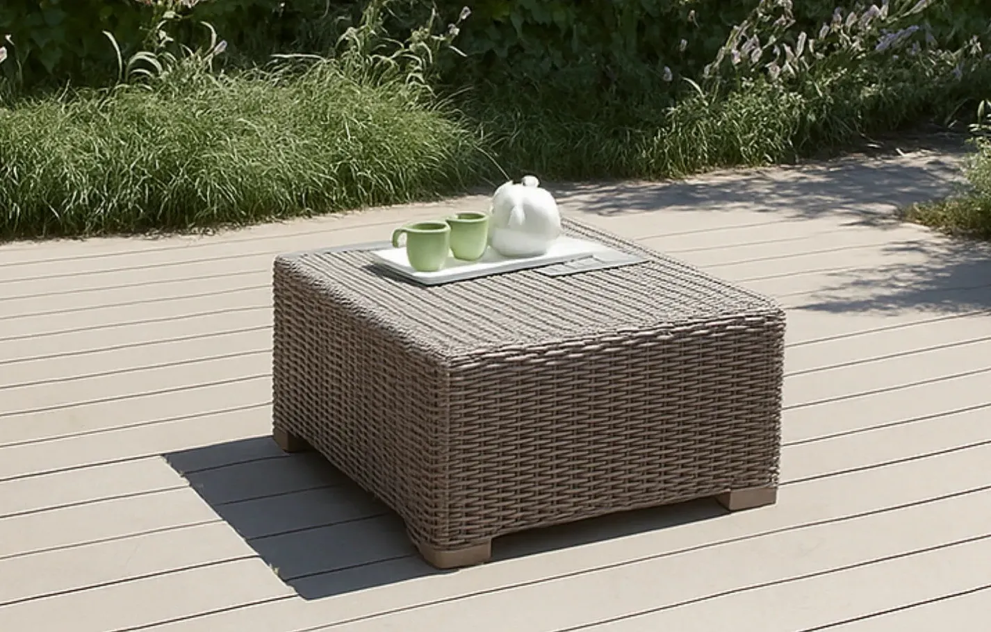 Keter California Square Coffee Table - Taupe, Rattan product