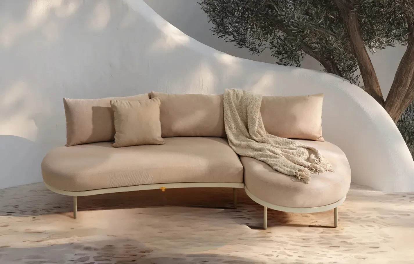 Kiki 3-Seater Outdoor Chaise Sofa - Beige, Olefin product