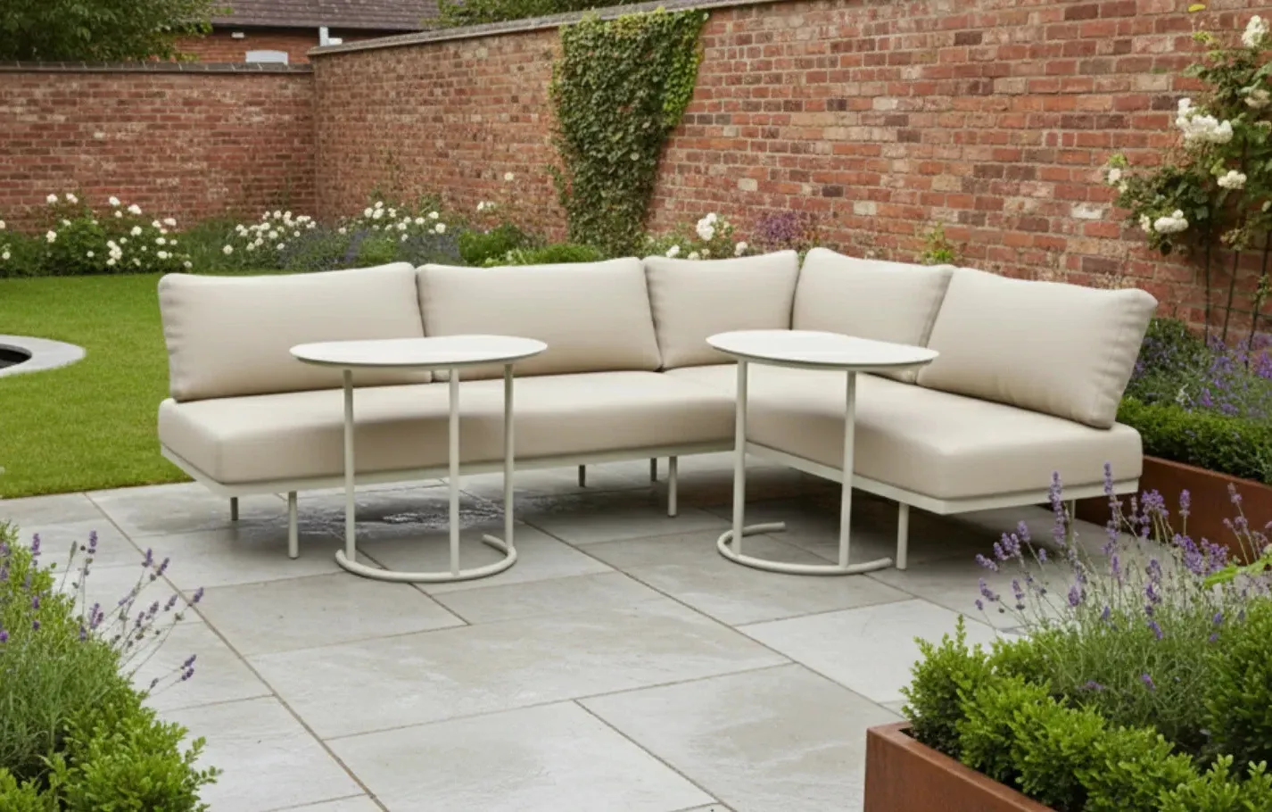 Kiki 4-Seater Garden Corner Sofa with Modular Tables - Beige product