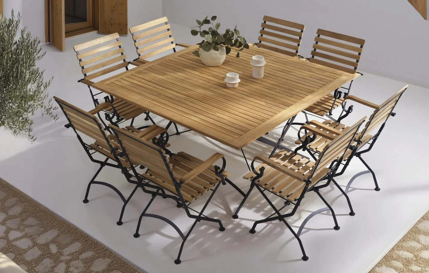Sicily 8-Seater Square Garden Dining Set - Teak, Wrought Iron product