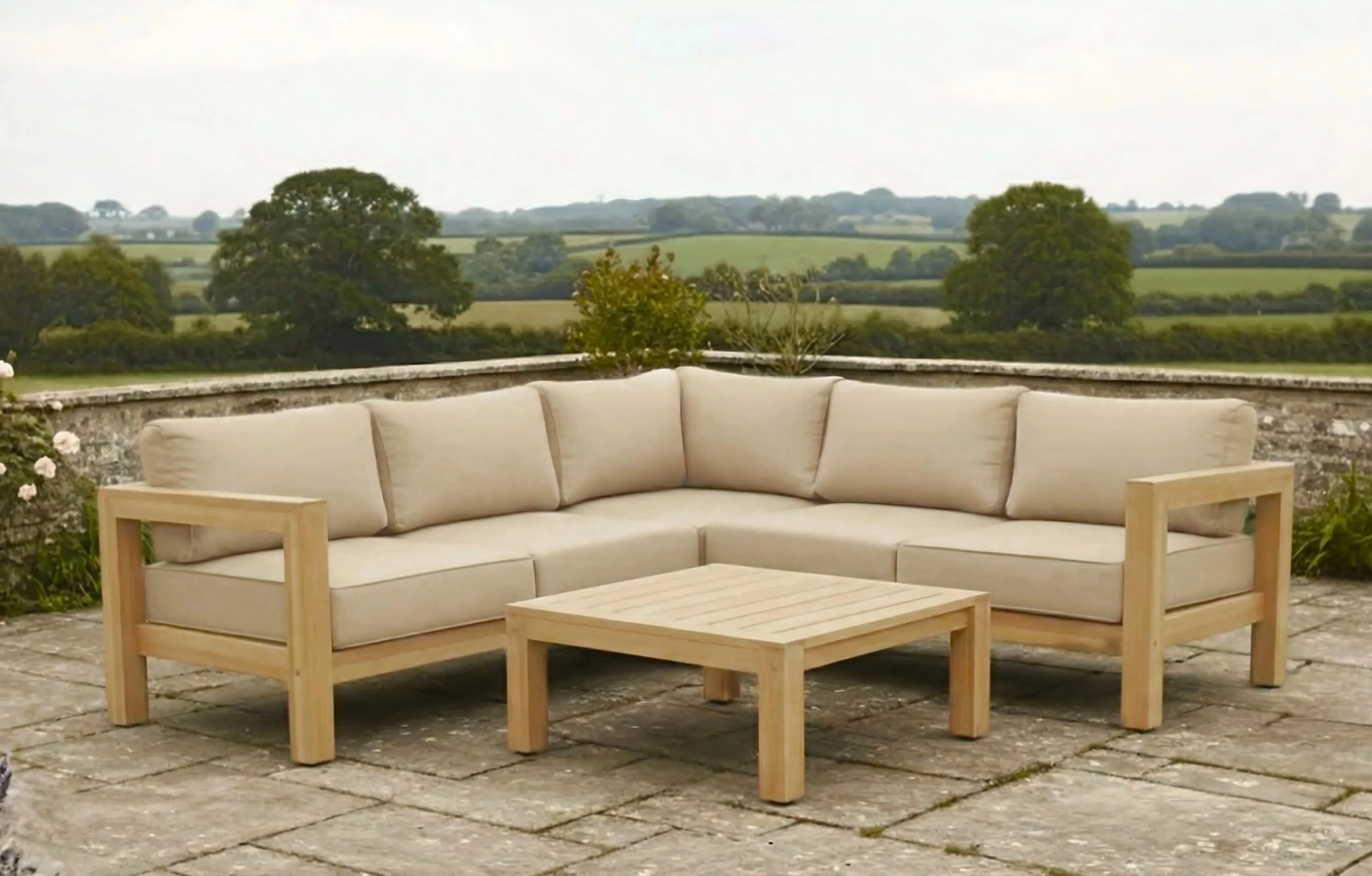 Adelaide 5-Seater Corner Garden Sofa Set - Wood product