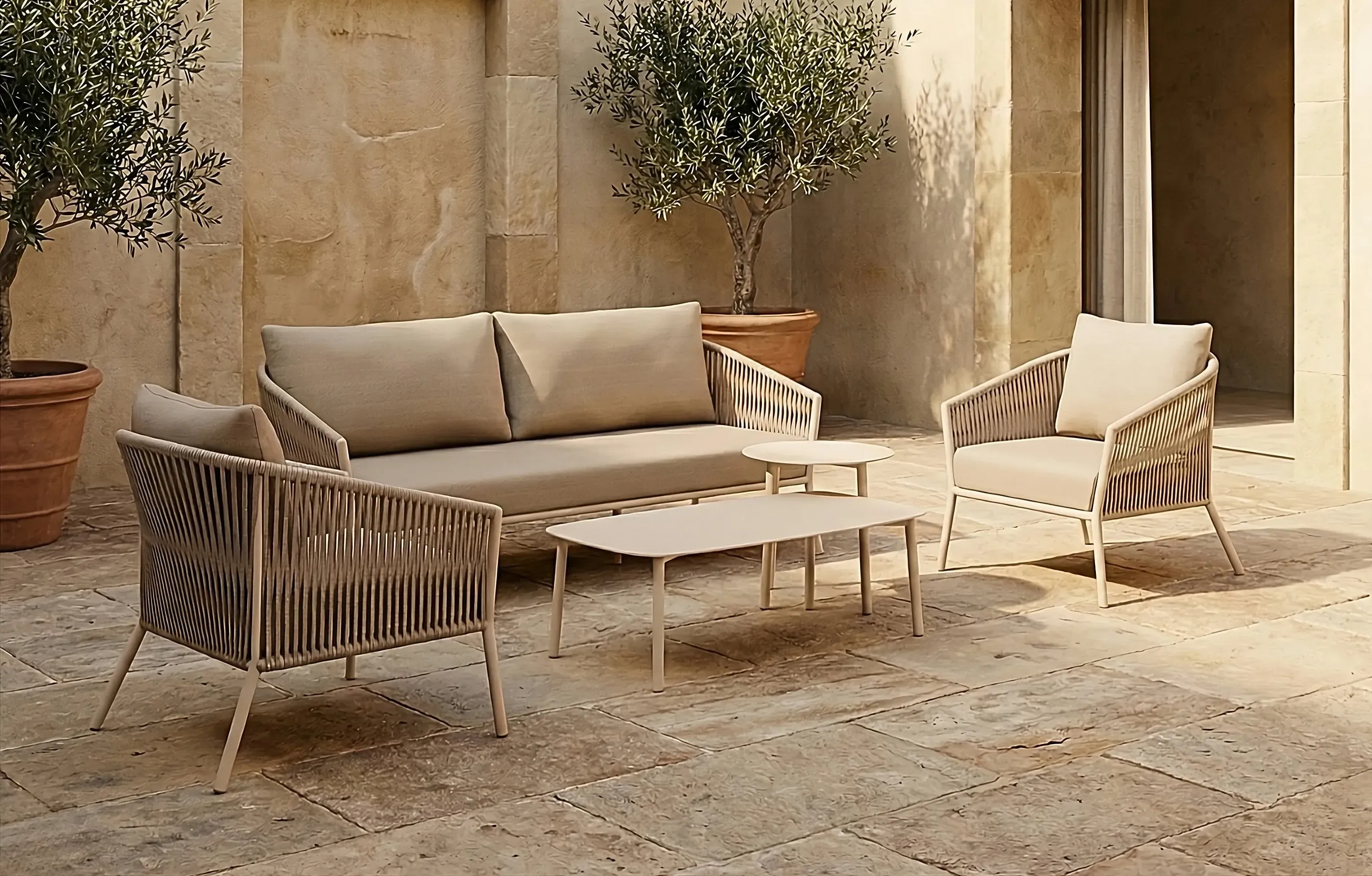 Darcy 5-Seater Garden Sofa Set with Coffee Tables - Rope, Aluminium product