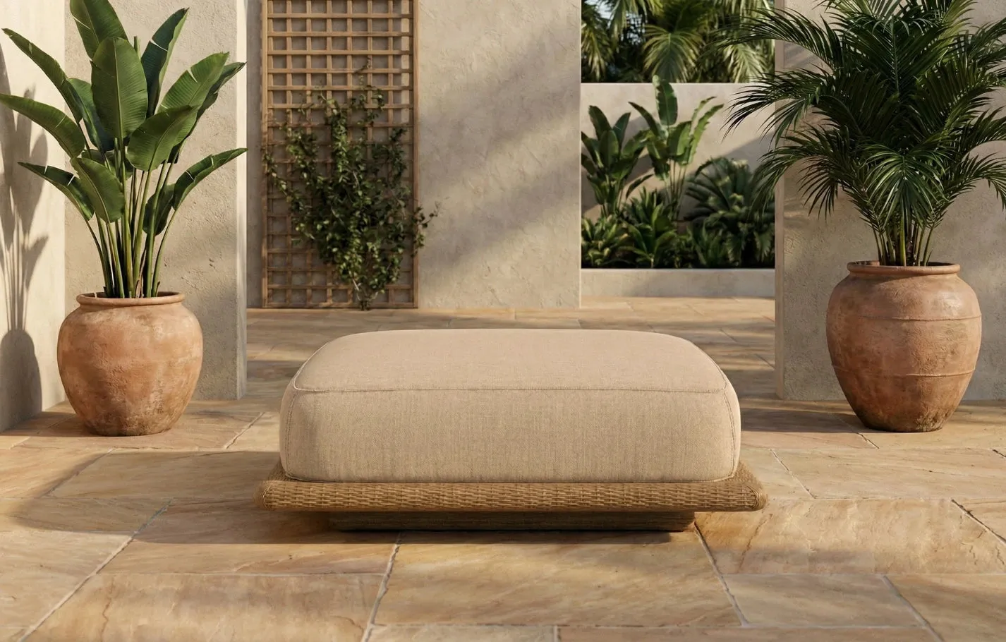 Lark Square Rattan Garden Ottoman product