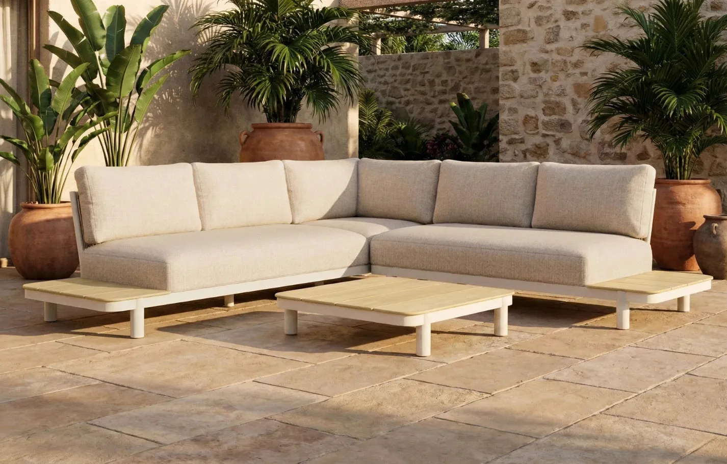 Mira L-Shaped 5-Seater Garden Lounge Set - Aluminium, Teak product