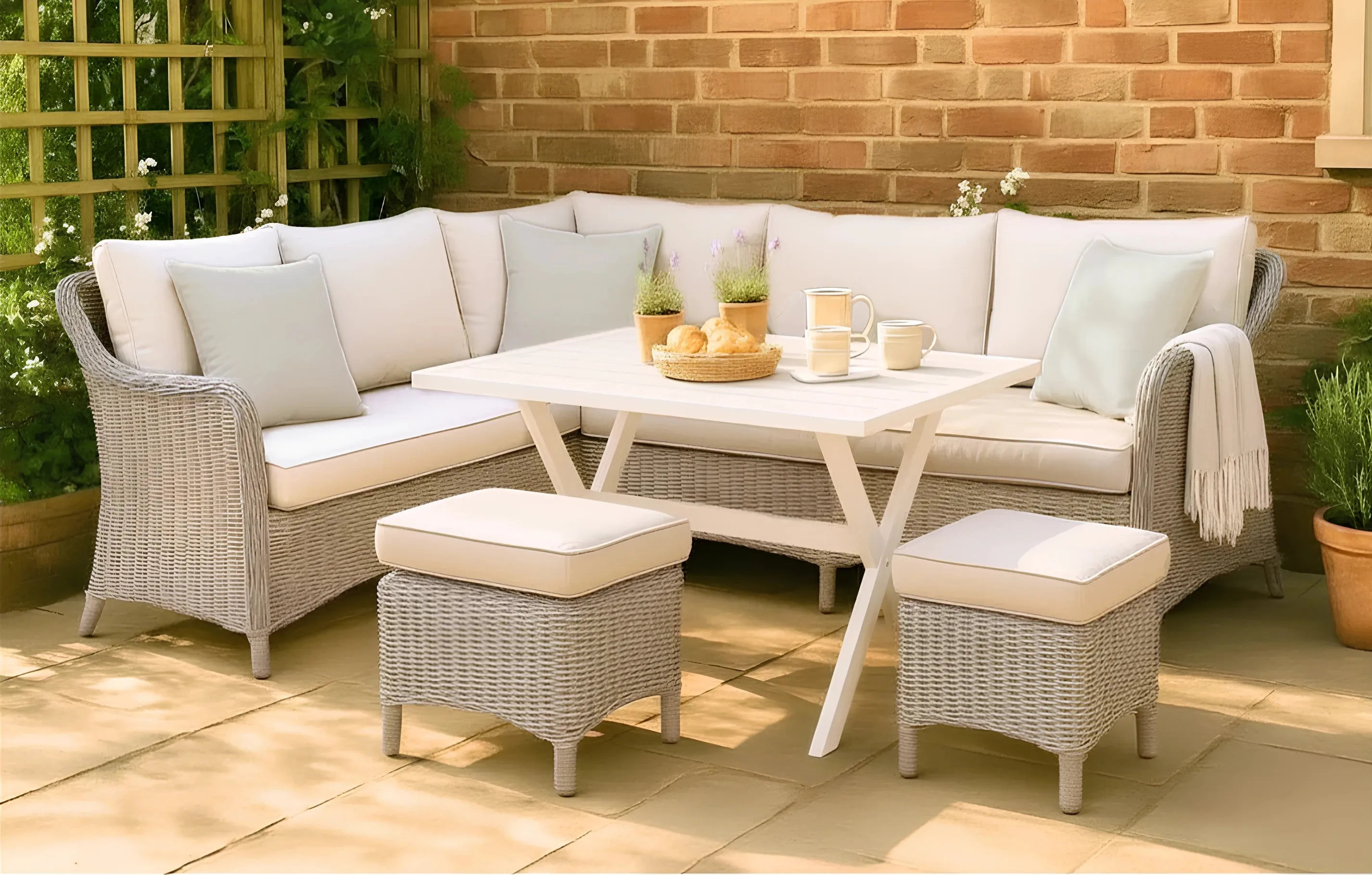 Sorrento 7-Seater Rattan Corner Sofa Lounge & Dining Garden Set product