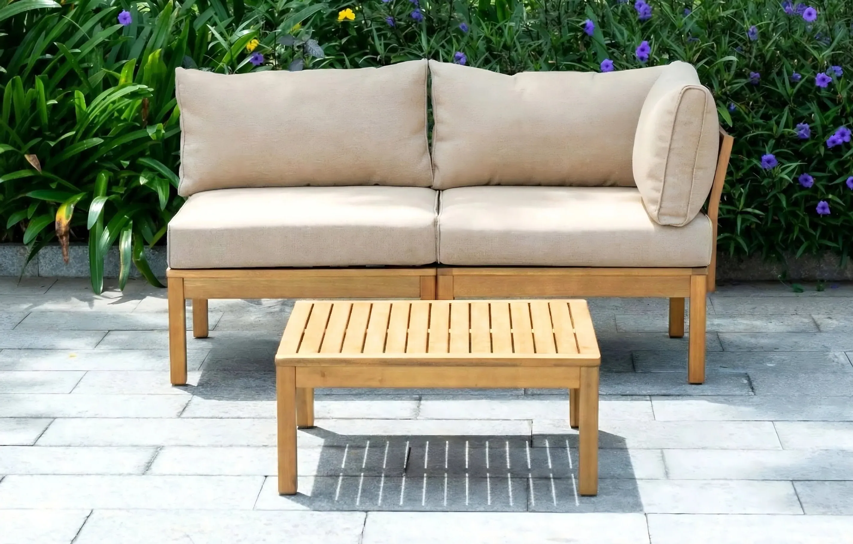 Cali 2-Seater Garden Chaise Lounge Set with Coffee Table product