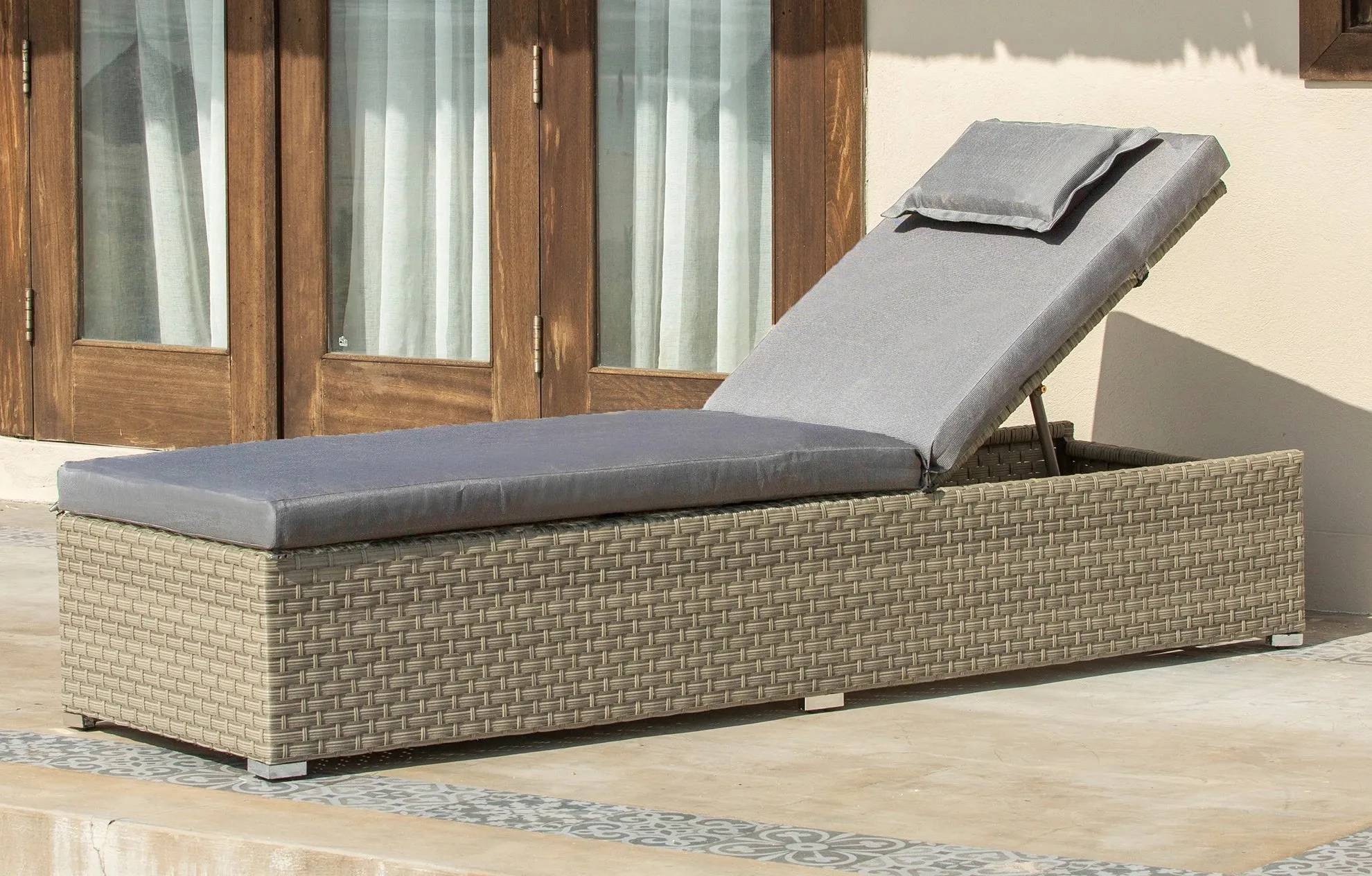 Chesterton Rattan Reclining Sun Lounger - Grey product