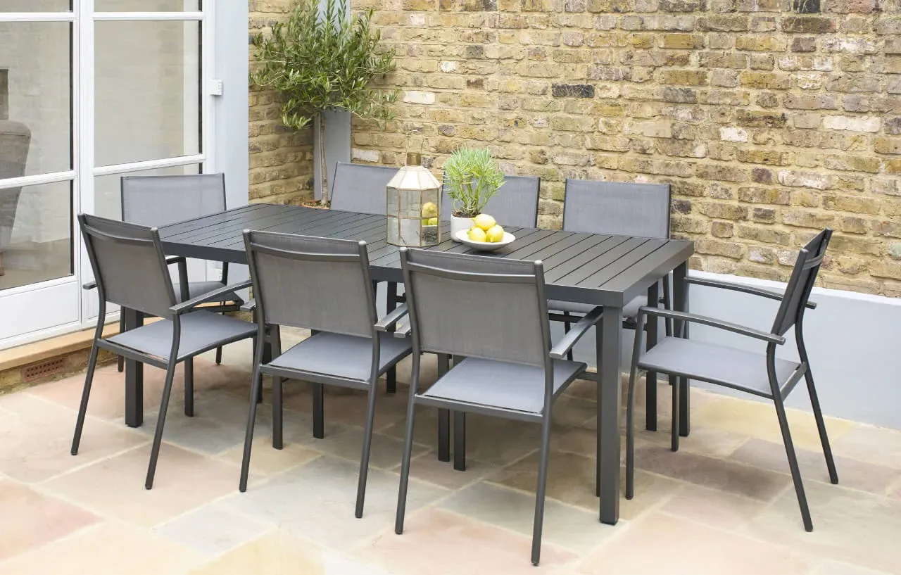 Havana 8-Seater Patio Dining Set - Dark Grey, Aluminium product