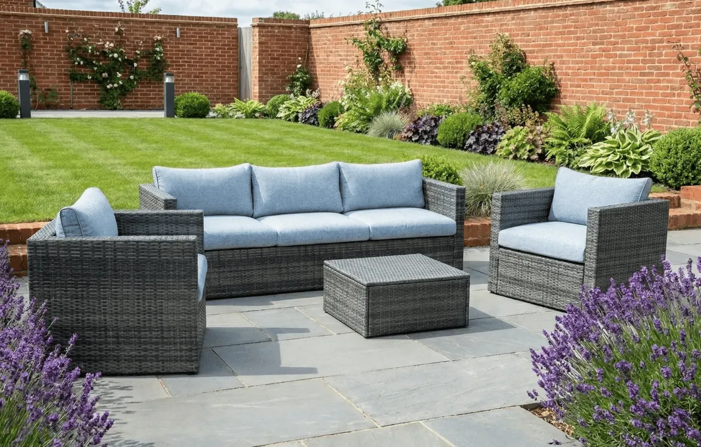 Lima 5-Seater Garden Sofa Set with Cover - Grey, Polyrattan product