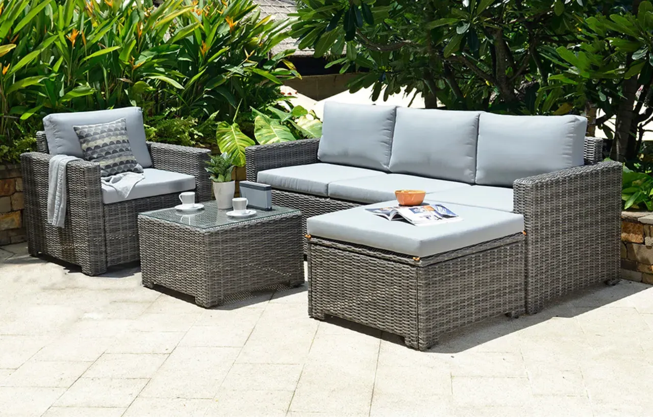 Marbella 5-Seater Garden Lounge Set with Ottoman - Grey product