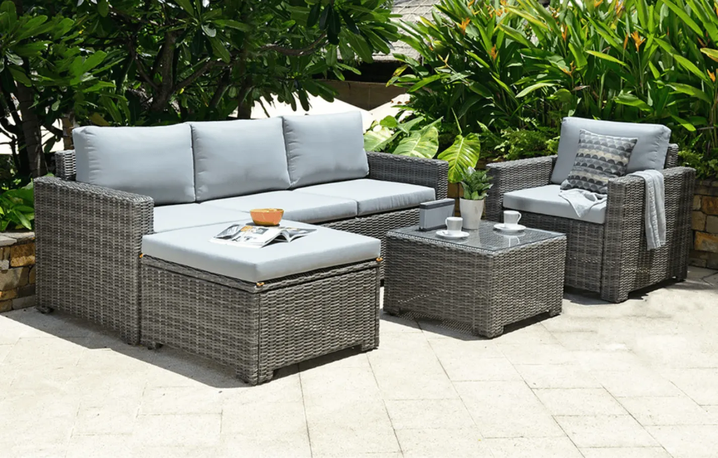Marbella 5-Seater Garden Sofa Set with Ottoman & Cover Bundle product