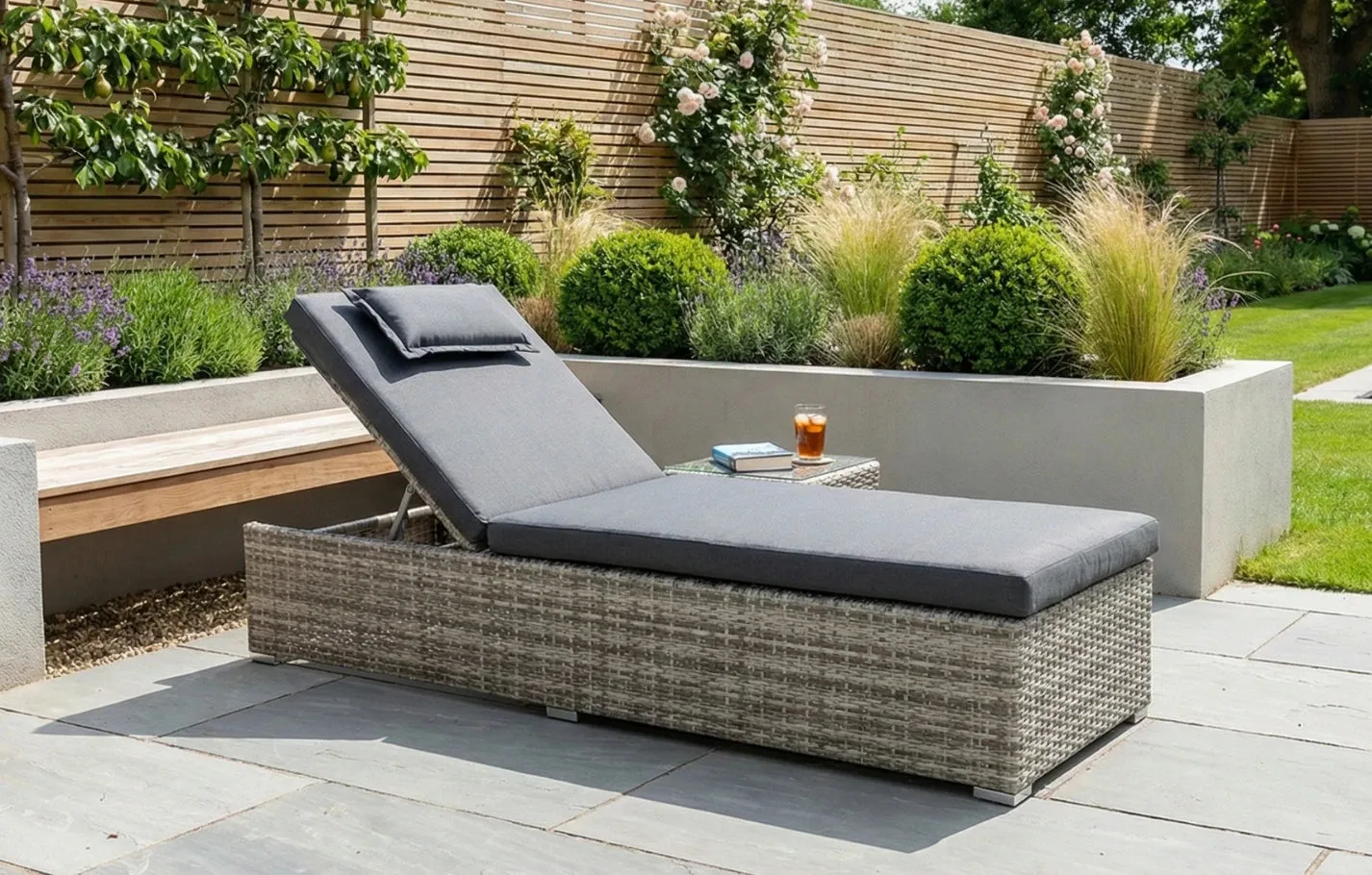 Palma Sun Lounger - Grey, Polyrattan product