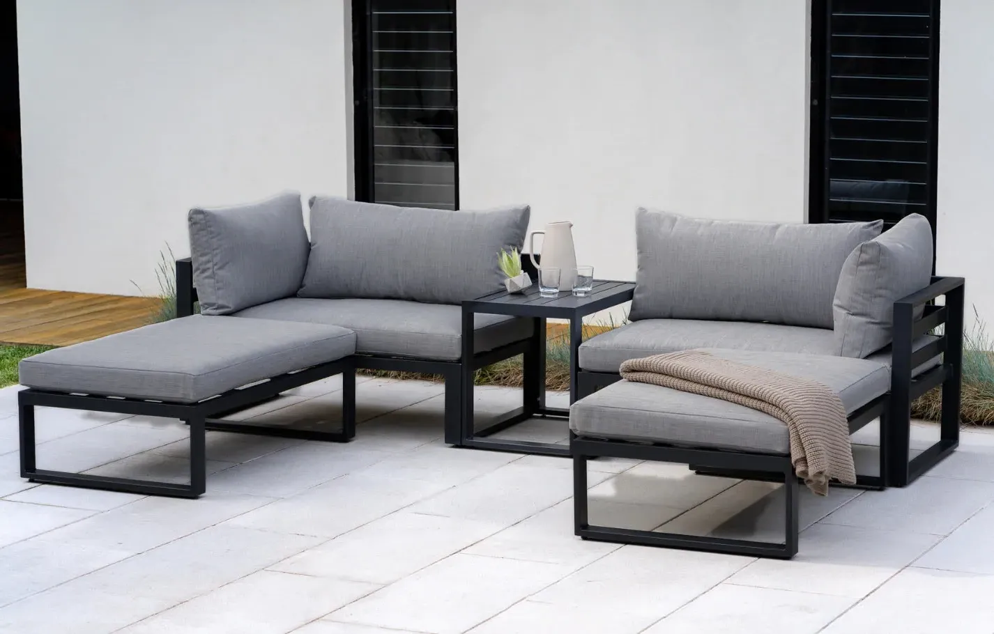 Santorini 4-Seater Modular Garden Lounge Set - Grey, Aluminium product
