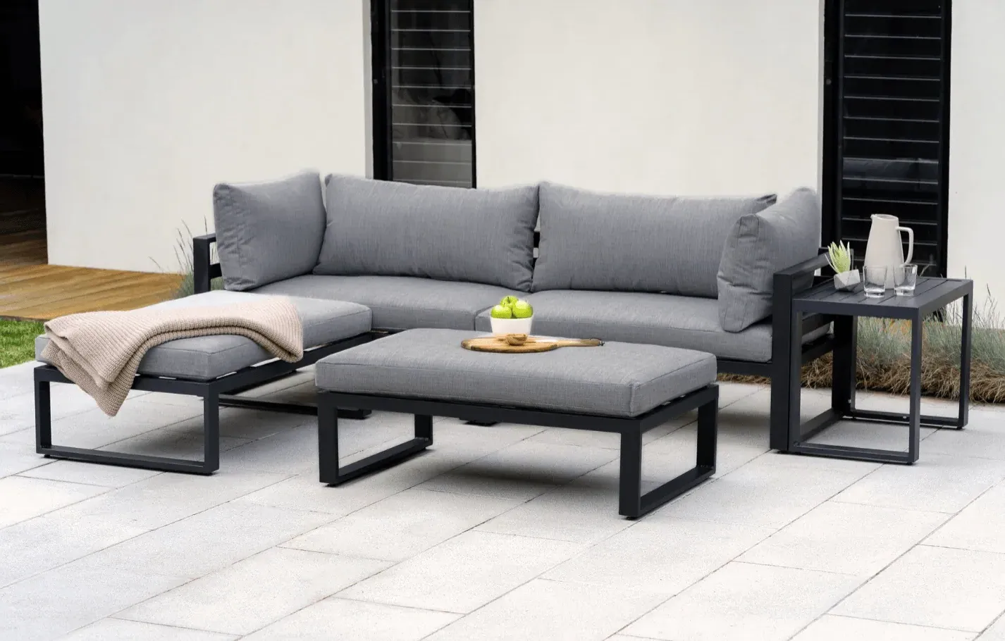 Santorini 4-Seater Modular Lounge Set with Cover - Grey, Aluminium product