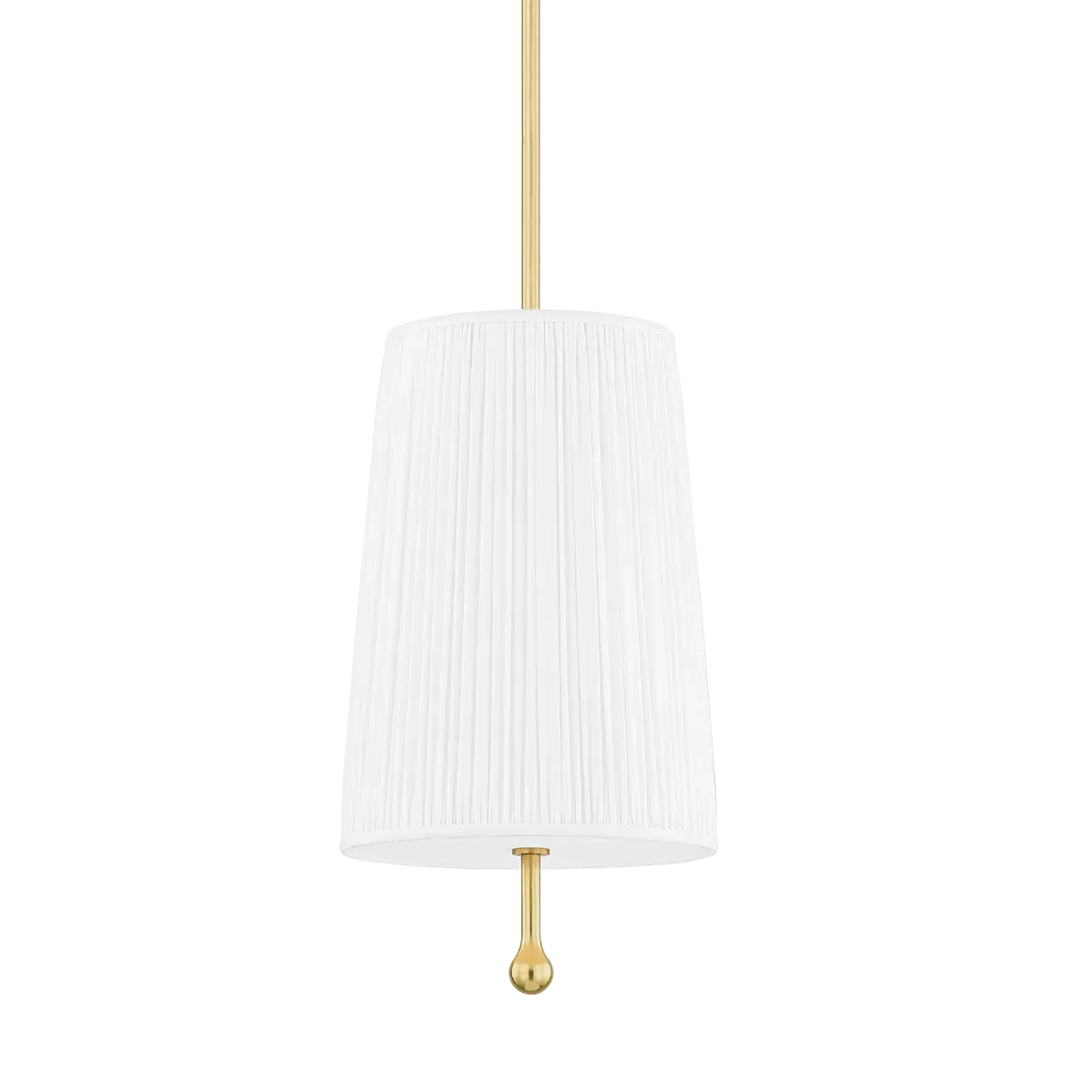 Abigail Pendant Light with Pleated Shade - White, Aged Brass product
