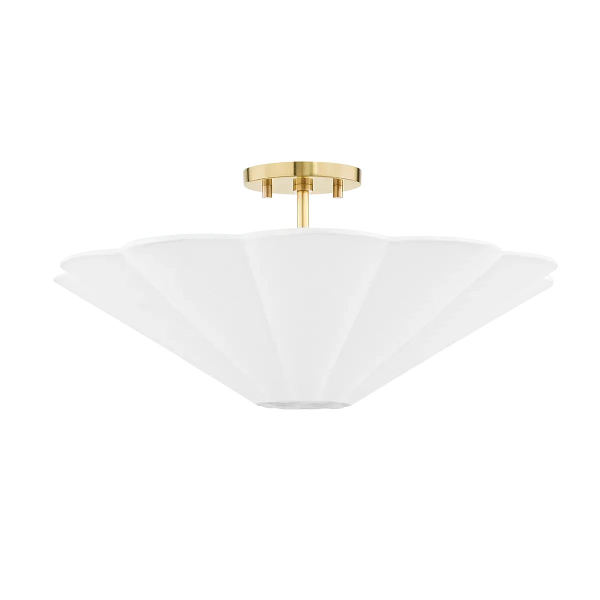 Amar Scalloped Shade 3-Light Flush Mount - White, Linen product