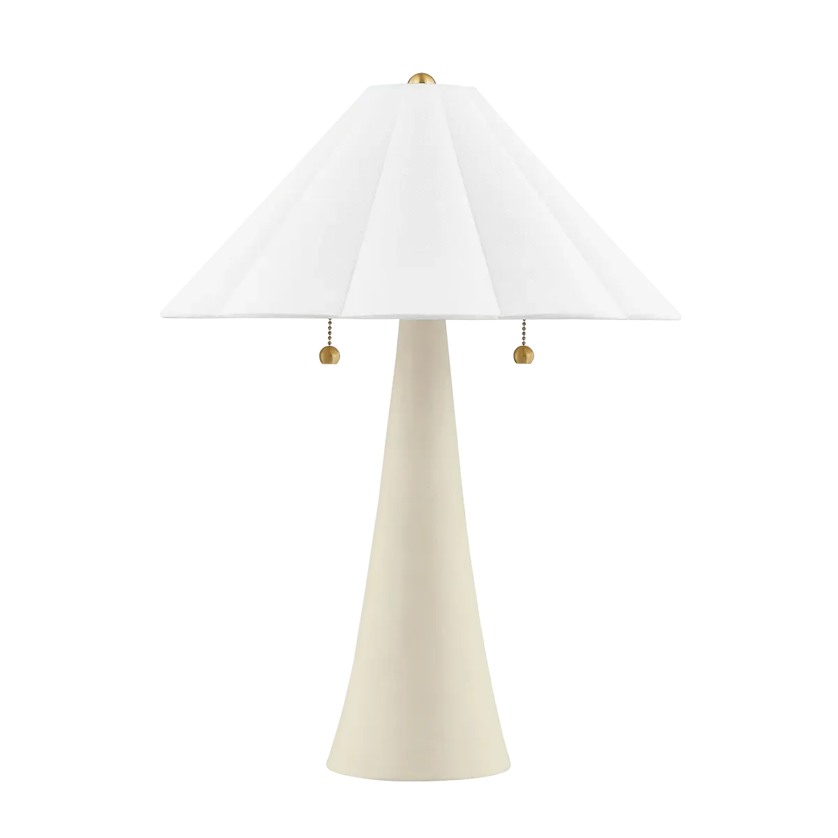Amar Scalloped Shade Table Lamp - White, Linen product