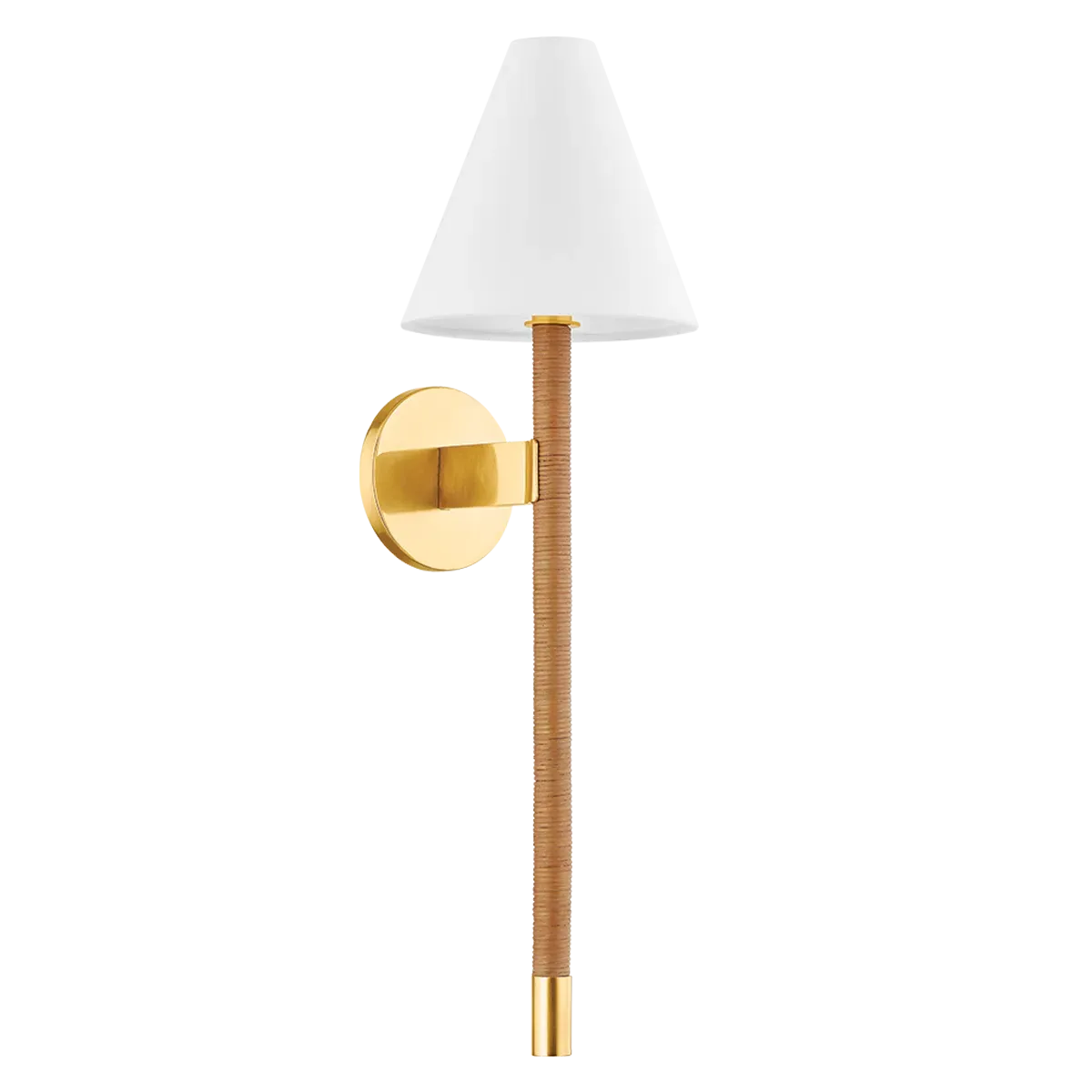 Belvedere Rattan Wicker Wall Sconce - Aged Brass, Linen product