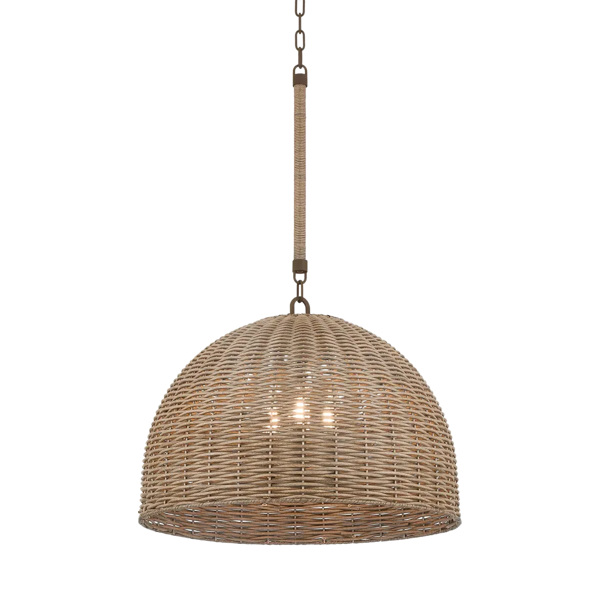 Brooksie Small Outdoor Dome Pendant with Faux Rattan Shade - Bronze product