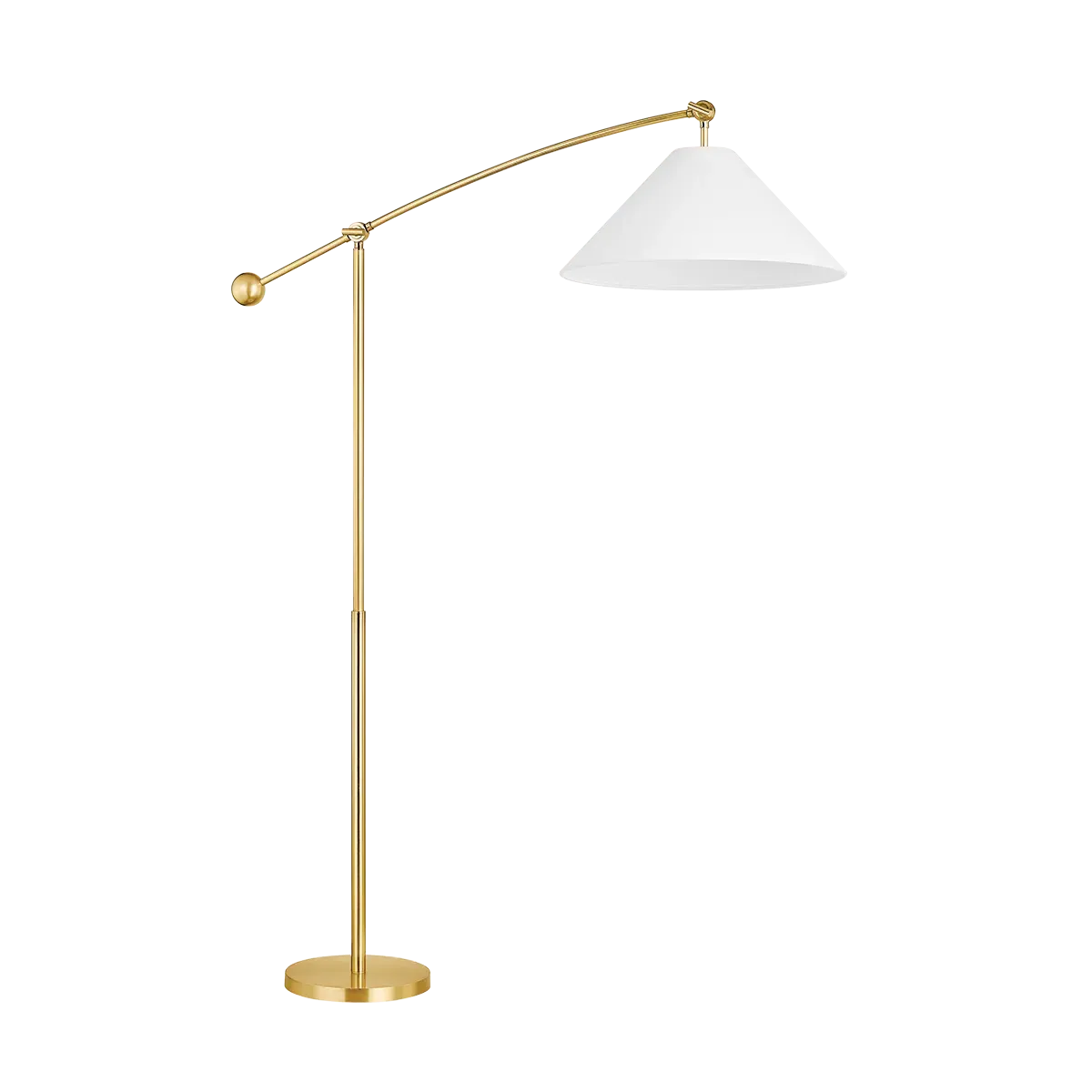 Byrd Pivoting Arm Floor Lamp - Aged Brass, Linen product